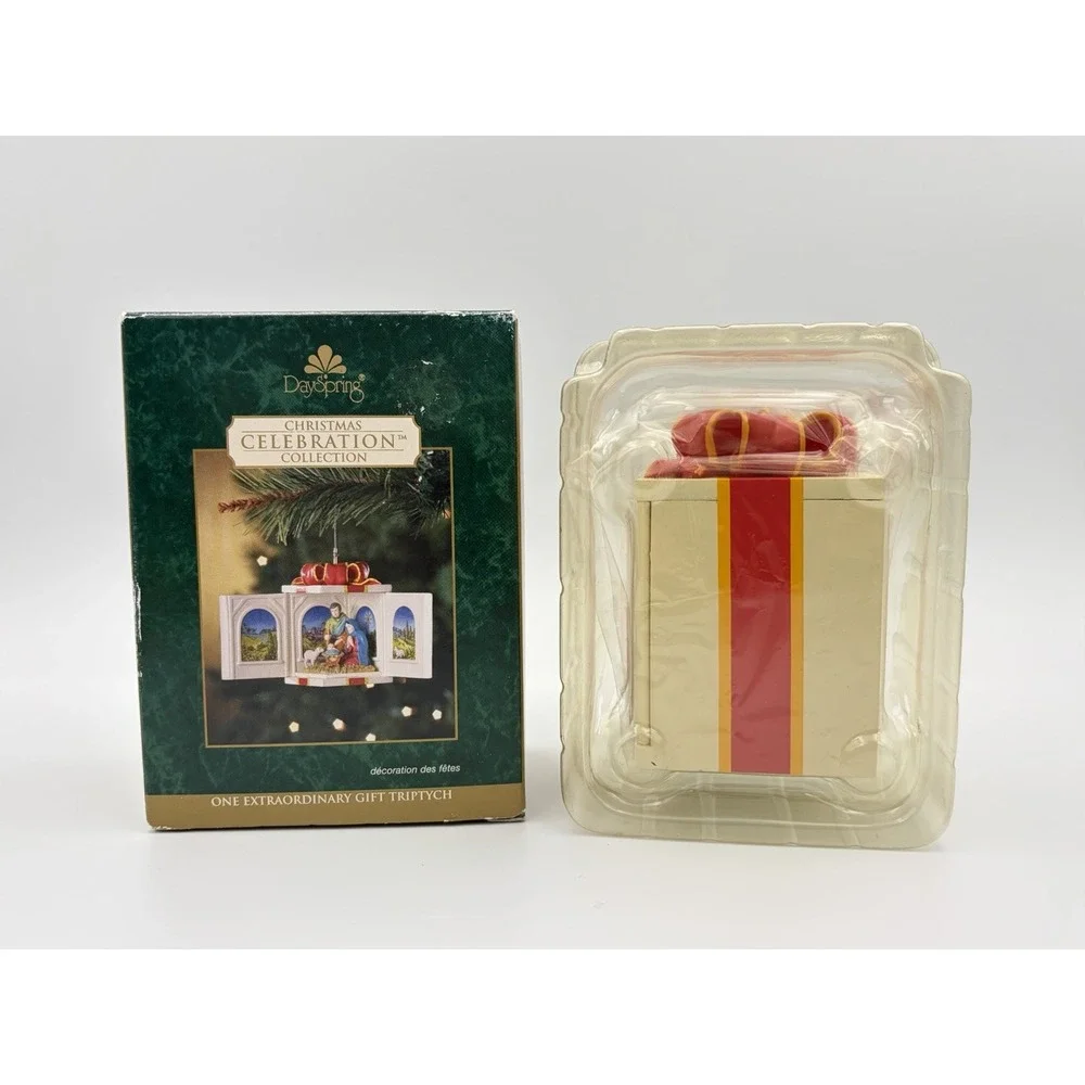 DaySpring Christmas Celebration Triptych Nativity Ornament Gift Box 16789